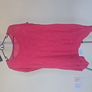 Eileen Fisher orange short sleeve asymmetrical shirt